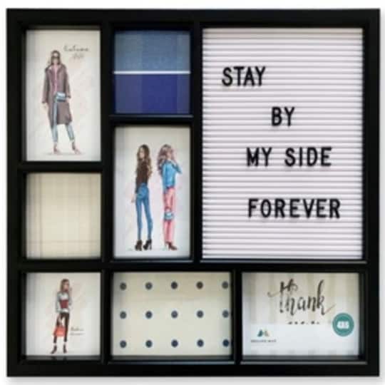 Melannco 6 Opening White Distressed Photo Collage Frame with Letterboard